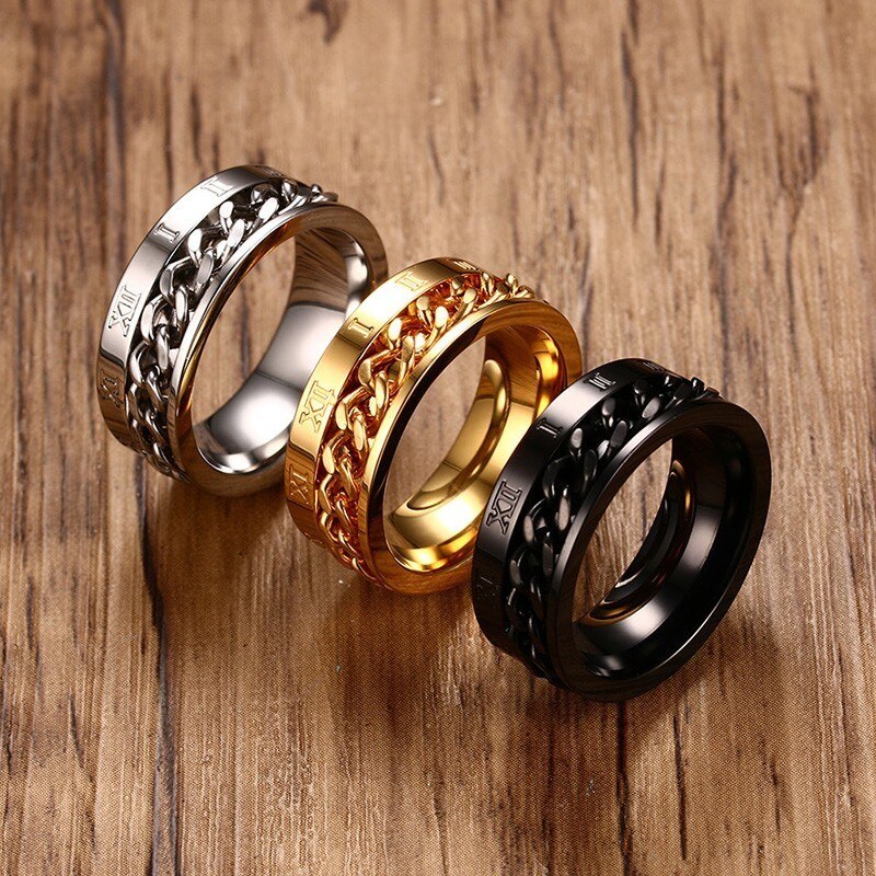 Vintage Rotatable Numberal Curb Chain Ring